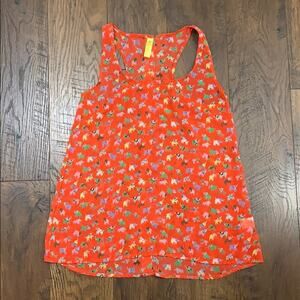 Bee Stitched Elephant Print Sheer Racer Back Tank